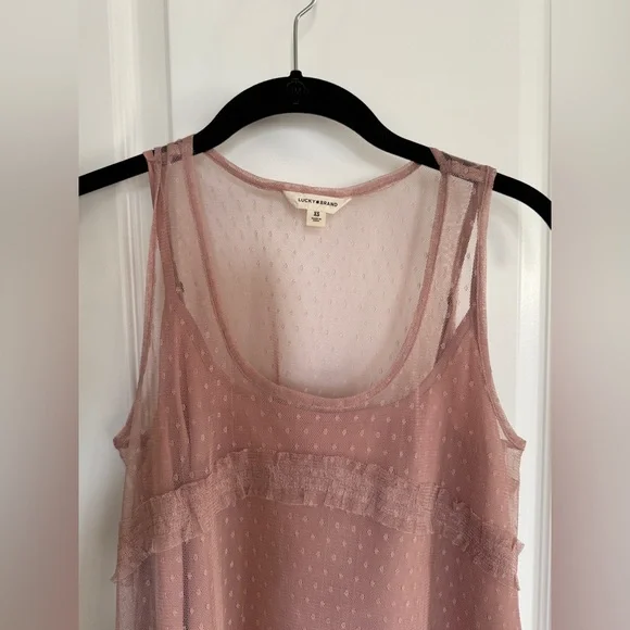 Lucky Brand Sleeveless Mini Ruffle Dress in Dusty Pink - Picture 3 of 6